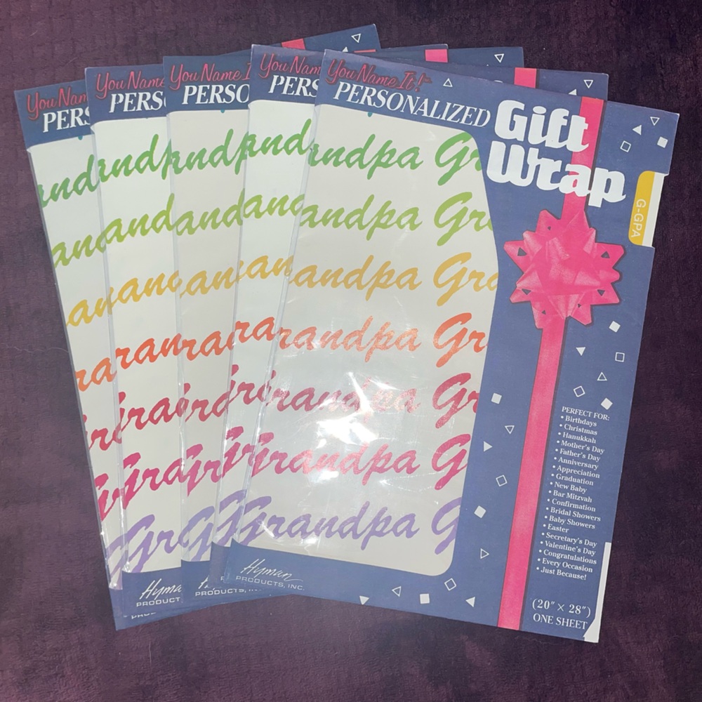 Vintage Unopened “Grandpa” Gift Wrap, Lot of 10.